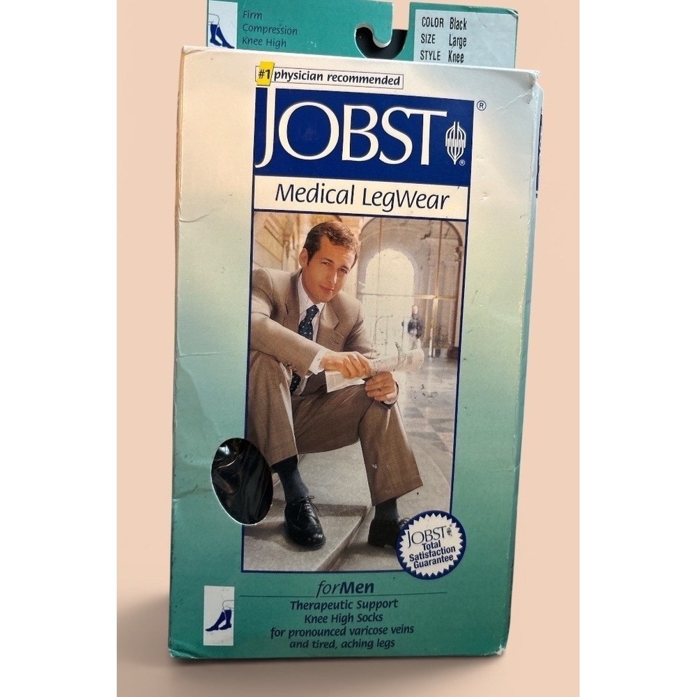 JOBST Compression Socks Men Large 20-30 mmHg Knee High Black Legwear 115090